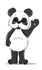Panda Bär winkend
