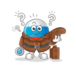 russia flag detective vector. cartoon character
