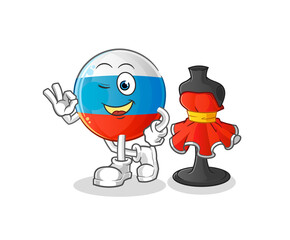 russia flag fashion designer vector. cartoon character
