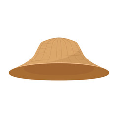 Farmer hat on white background. Peasant hat vector.