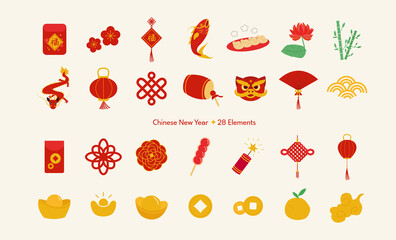 Chinese New Year element set, icons collection