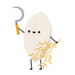 Rice character design. rice vector on white background. rice seed.