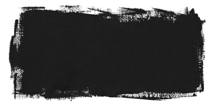 Hand painted black block of paint texture isolated on white background
