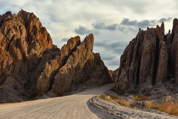 Driving through the famous Ruta 40 National Route, winding through the arrow-like geological...
