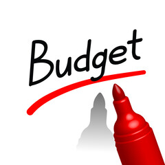 budget underlined with red marker pen, vector illustration 