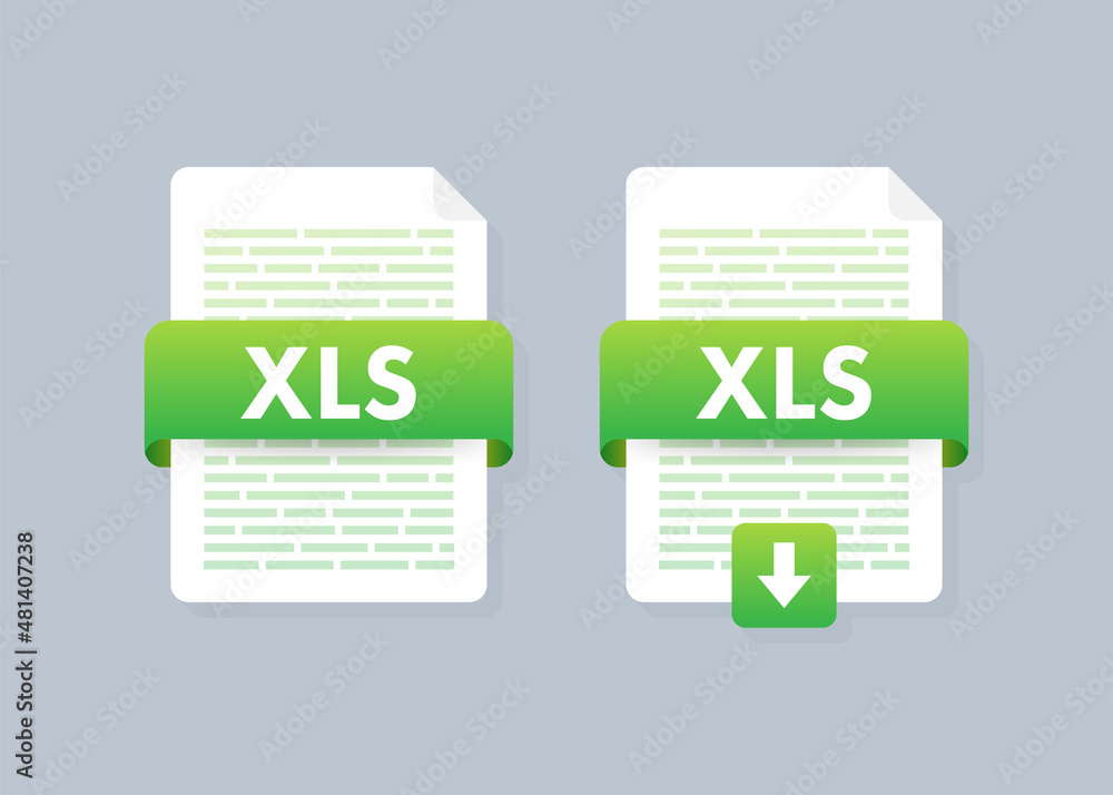 Poster download xls button. downloading document concept. file with xls label and down arrow sign. vector s