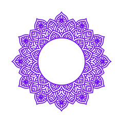 Ceramic tile pattern. Decorative round ornament. White background with art frame. Islamic, indian, arabic motifs.