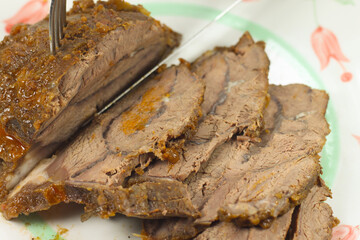 cut of meat pork cheek with red wine