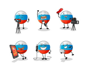 russia flag technology group character. cartoon mascot vector