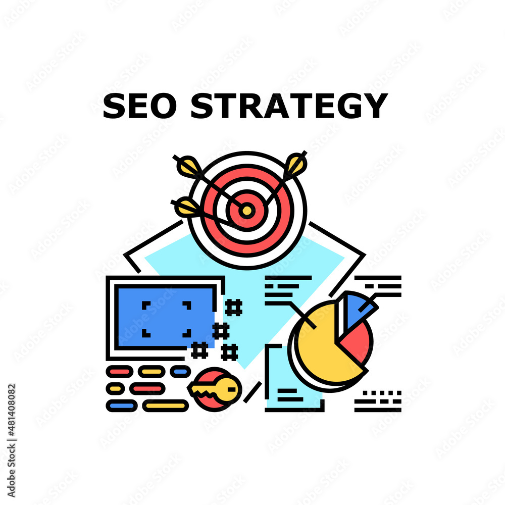 Poster seo strategy website. web search. business marketing. engine internet optimization. social content v