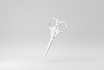 Scissors on white background. Paper minimal concept. 3D render.