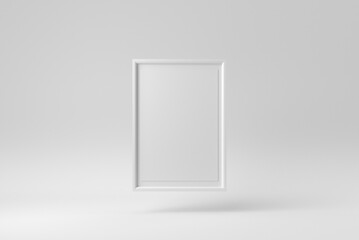 Empty white picture frame on white background. Design Template, Mock up. 3D render.