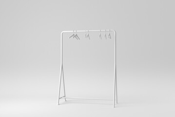 Clothing rack with hangers on white background. Design Template, Mock up. 3D render. - 481409231