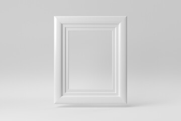 Empty white picture frame on white background. Design Template, Mock up. 3D render.