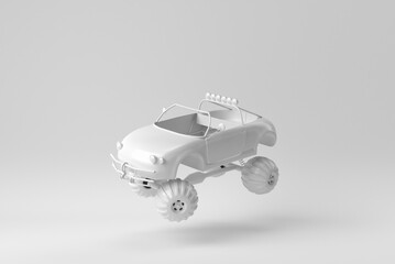 Off road truck car toy on white background. Paper minimal concept. 3D render. - 481409256