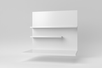 Wall shelf on white background. Design Template, Mock up. 3D render.