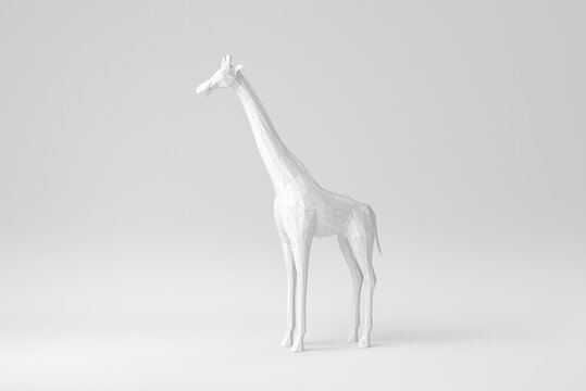 Abstract giraffe of geometric shapes. Abstract polygon giraffe on white background. Design Template, Mock up. 3D render.