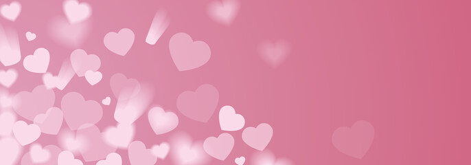 Happy Valentines day illustration - Pink and red hearts design banner
