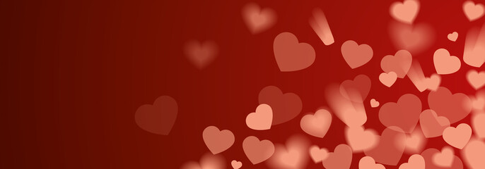 Happy Valentines day illustration - Pink and red hearts design banner
