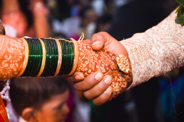 Indian Wedding Bride Groom Shake Hand