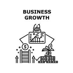 Business growth success. progress arrow. finance up. challenge market graph. abstract leadership career vector concept black illustration
