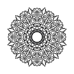 Indian Ornament black white card with mandala