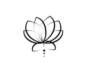 Blooming lotus on a white background. Symbol. Vector illustration.