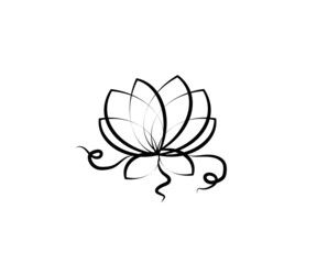 Blooming lotus on a white background. Symbol. Vector illustration.