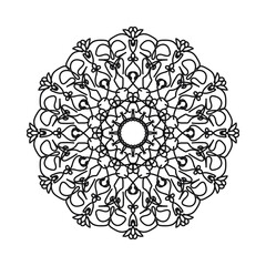 Indian Ornament black white card with mandala