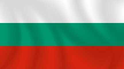 Naklejka premium National flag of Bulgaria with imitation of light waves on the fabric. Vector stock illustration 