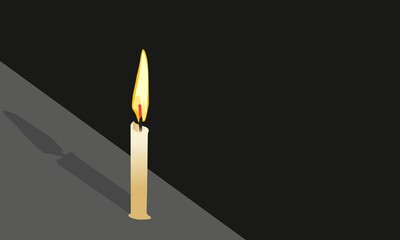 3d candle vector illustration burning in the dark
