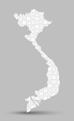 Vector map Vietnam from white puzzle, jigsaw