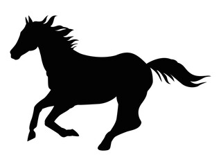 Fototapeta na wymiar horse running silhouette