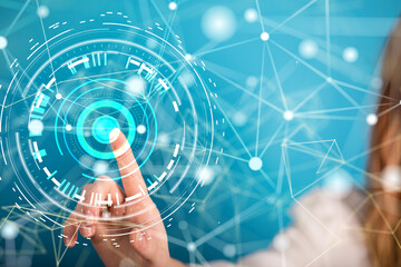 Neural network 3D illustration. Big data and cybersecurity