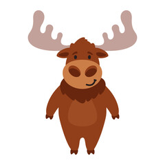 Vector illustration of adorable cartoon style elk