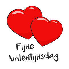 Fijne Valentijnsdag. Dutch text. Happy Valentine's Day. Vector