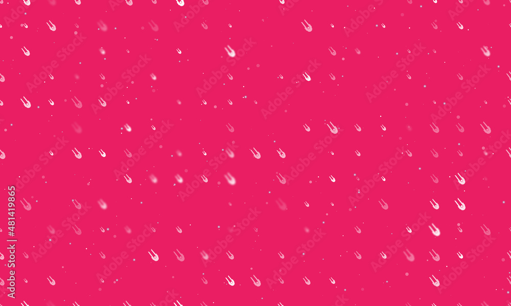 Poster Seamless background pattern of evenly spaced white solo bobsleigh symbols of different sizes and opacity. Vector illustration on pink background with stars
