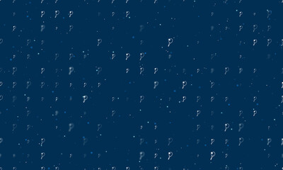 Seamless background pattern of evenly spaced white tennis symbols of different sizes and opacity. Vector illustration on dark blue background with stars