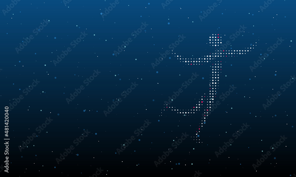 Poster on the right is the figure skating symbol filled with white dots. background pattern from dots and c