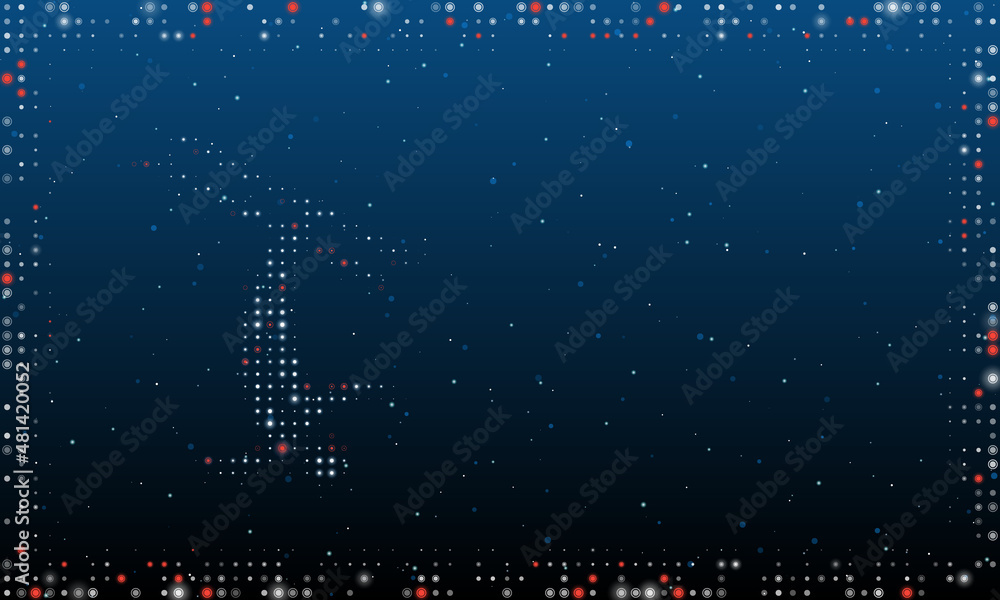 Poster on the left is the freestyle skiing symbol filled with white dots. pointillism style. abstract futur