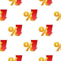 Percentage with arrow down pattern. Banking, credit, interest rate. Vector stock illustration.