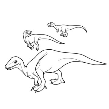 Small cute dinosaurs isolated on a white background.