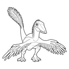 Cute microraptor isolated on a white background. - 481420445