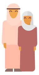 Muslim women icon. Arabic mother and daughter standing together