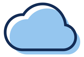 Blue cloud icon. Fluffy curved shape sign