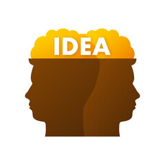 Head silhouette idea lamp in abstract style. Bulb light vector icon. Technology abstract.