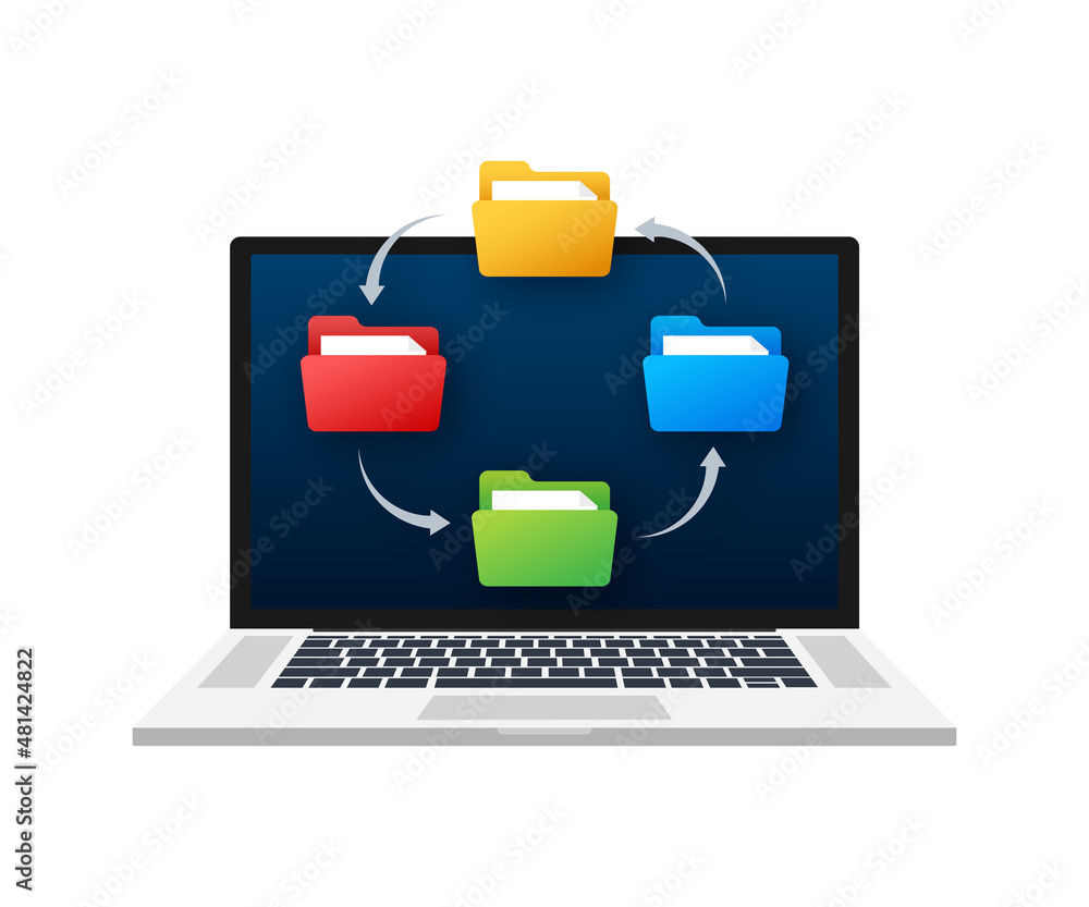 Poster flat icon with file exchange. flat digital vector illustration. cloud storage icon. data storage.