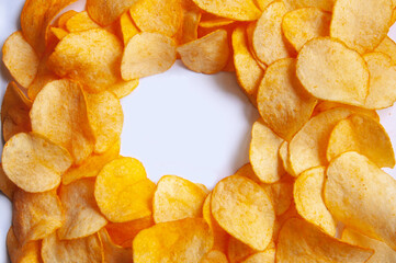 crispy, tasty, potato chips, white back