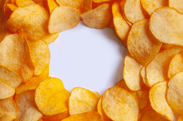 crispy, tasty, potato chips, white back