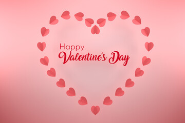 Heart made up of many hearts with the emblem Happy Valentine's Day